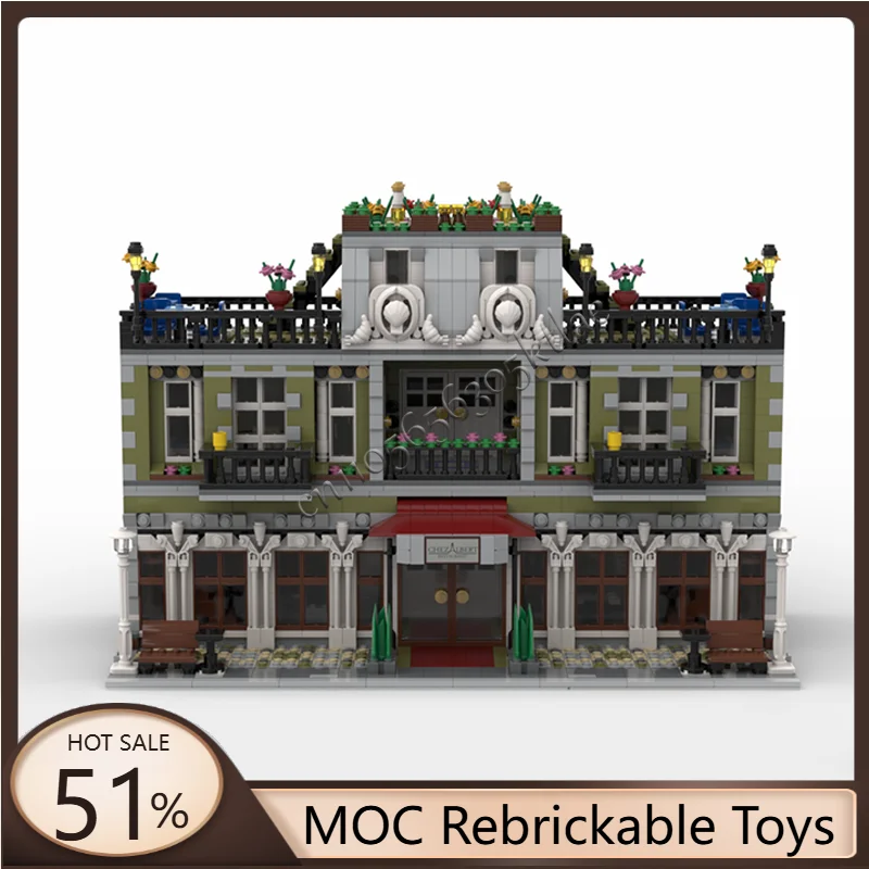 

Hot 3048 Parts MOC City Street Views Modular Garden Hotel Building Block Educational Assembly Kid Toys Birthday Christmas Gifts