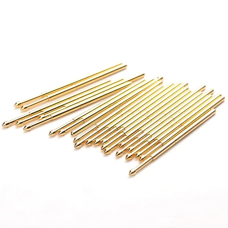 100PCS/Pack Gold-plated Head PA100-E2 Conical Head Spring Test Pin 1.36mm Spring Thimble Used for Circuit Board Testing