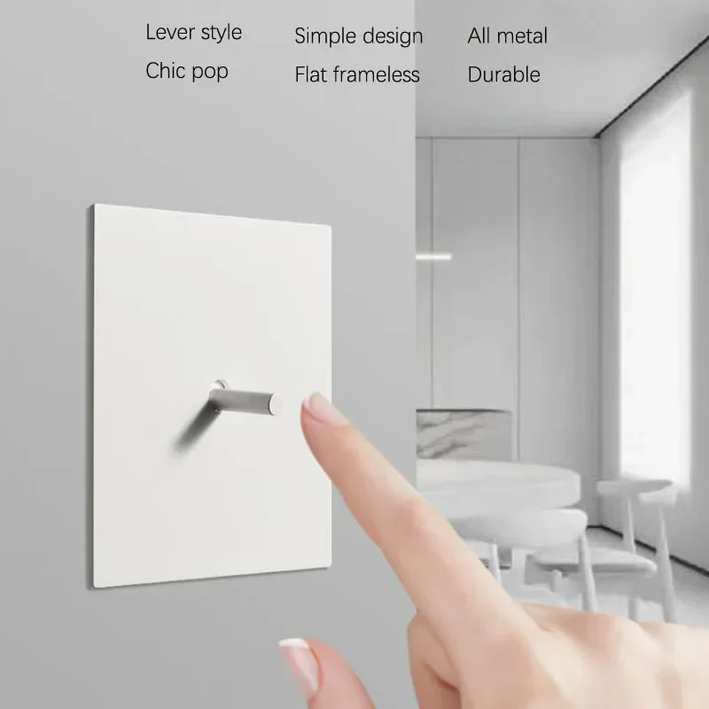 White Toggle Switch Stainless Steel Wall Power Socket Type-C Charging Port Double EU French UK Outlet Retro Light Switches