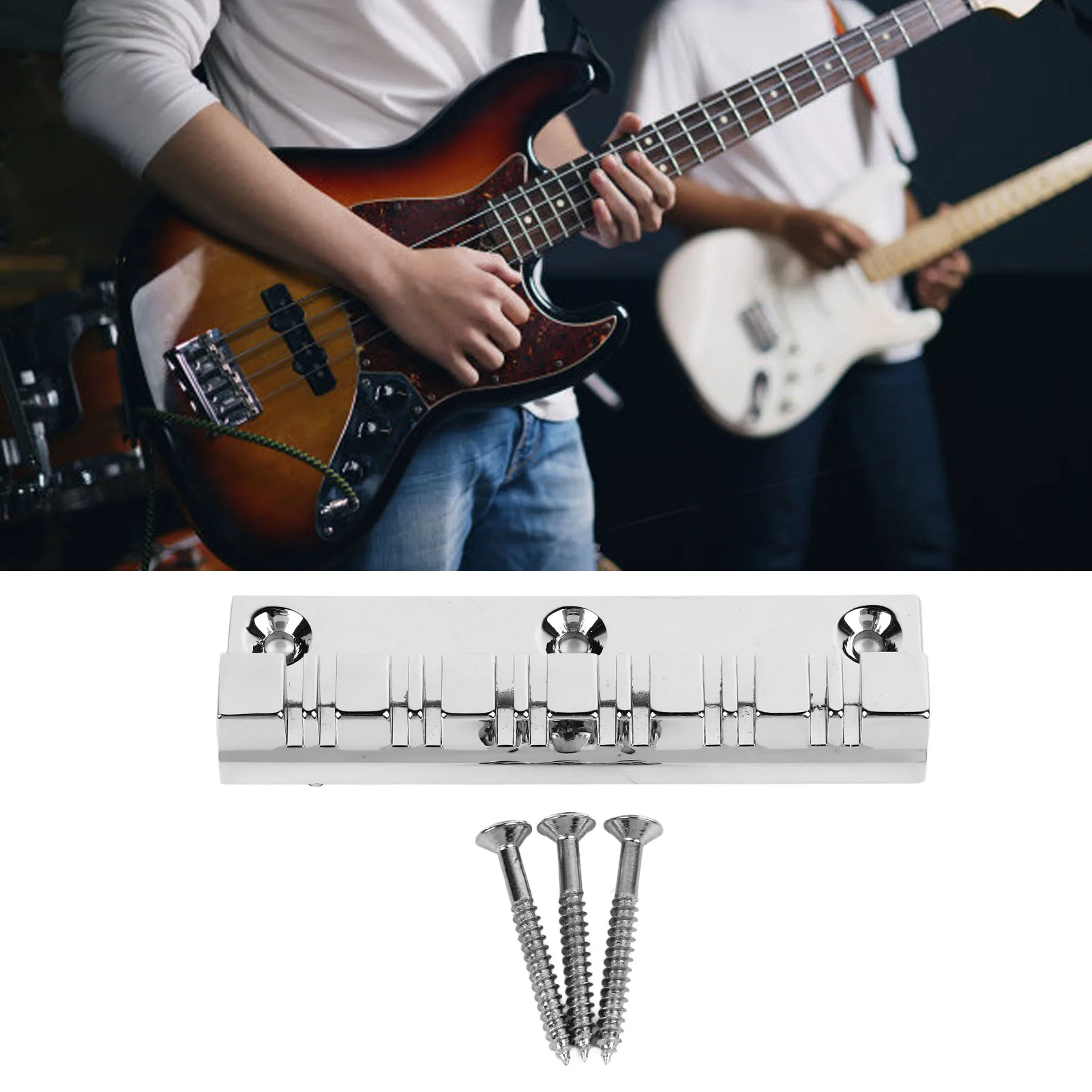 12 String Saddle Tailpiece Metal Chrome Color Saddle Bridge Top Load Electric Guitar Fixed Hardtail