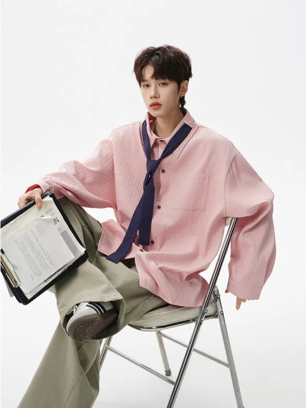 

TANGZ Studio Men's Oversized Comfortable Striped irt Casual Loose Fit Long Sve Button down Trendy Lazy Sle Spring Wear