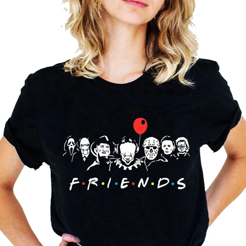 Best Stephen King Horror Characters Printed Friends T Shirt Cartoon Women Tops Halloween Clothes Women And Men Plus Size