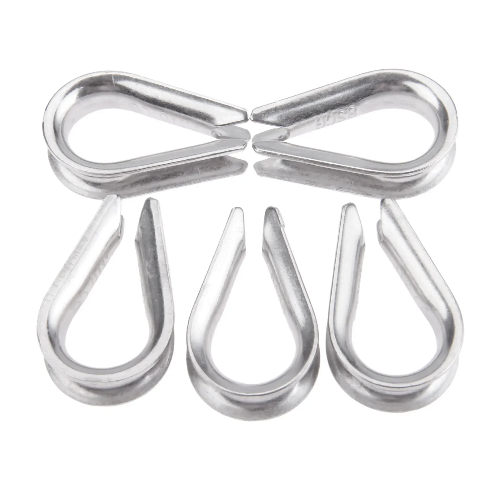 10Pcs Silver Boats 8mm 5/16inch Wire Rope Cable Thimble Sleeves 316 Stainless Steel M8 Wirerope Clamps Thimbles Crimping Marine