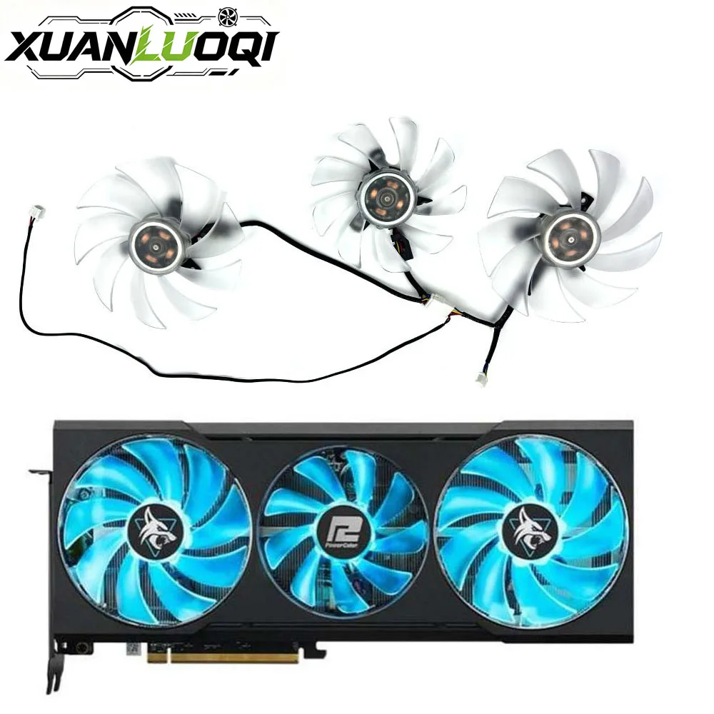Graphics Video Fan,GPU Cooler,FD10015H12D,For Powercolor Hellhound RX 6700 XT 12G,For Powercolor Red Devil 6800XT 6950XT 16GB,