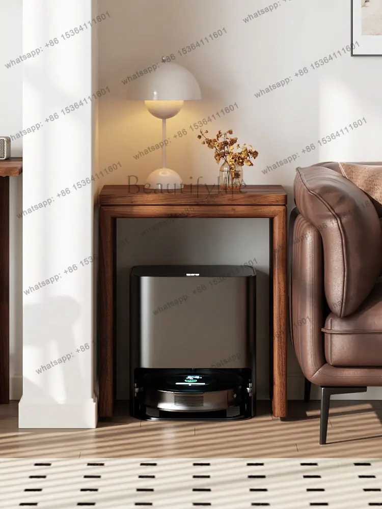 

Solid wood robot vacuum storage rack new Chinese movable storage cabinet