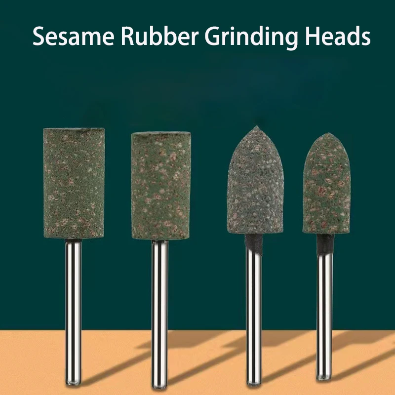 5-50Pcs OD 3-8mm Handle 2.35mm Sesame Rubber Grinding Heads Polishing Burr Point Abrasive Grinding Stone Wheel