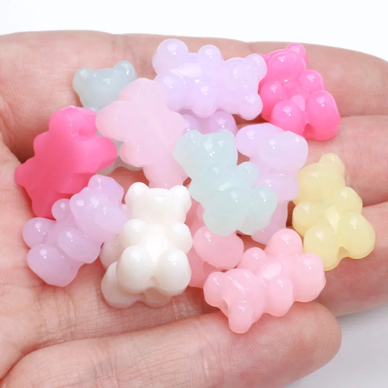 20pcs Jelly Color Cute Mini Bear Beads Acrylic Charm Spacer Beads For Jewelry Making DIY Bracelet Necklace Earrings Crafts