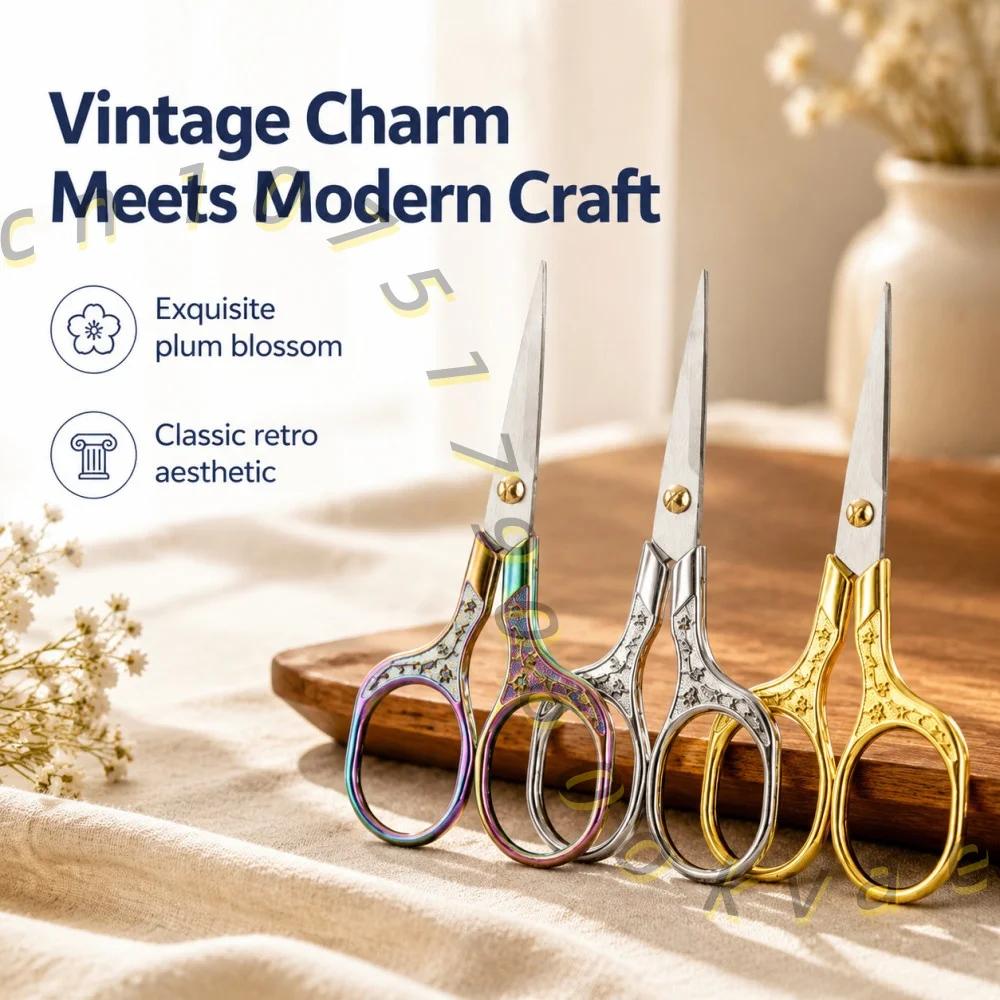 Vintage Stainless Steel Embroidery Scissors Small Craft Sewing Scissors for Thread Cutting Needlework Cross Stitch DIY Tool