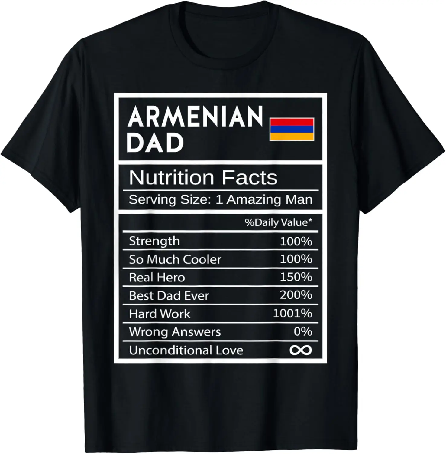 

Armenian Dad Nutrition Facts National Pride Gift For Dad T-Shirt