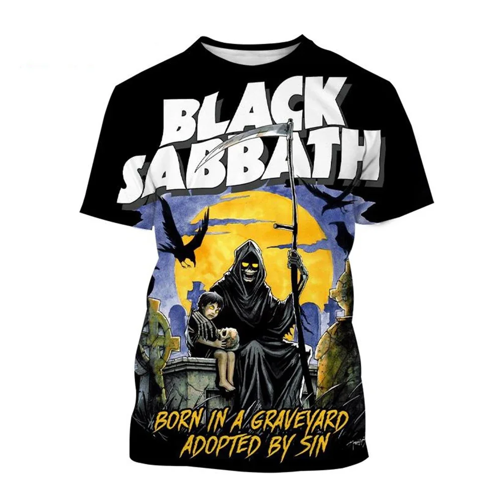 

Vintage 1978 Black Sabbath Born In Graveyard Adopted By Sin 90s Tour Unisex T-Shirts Breathable Quick-drying Casual Moto Tops