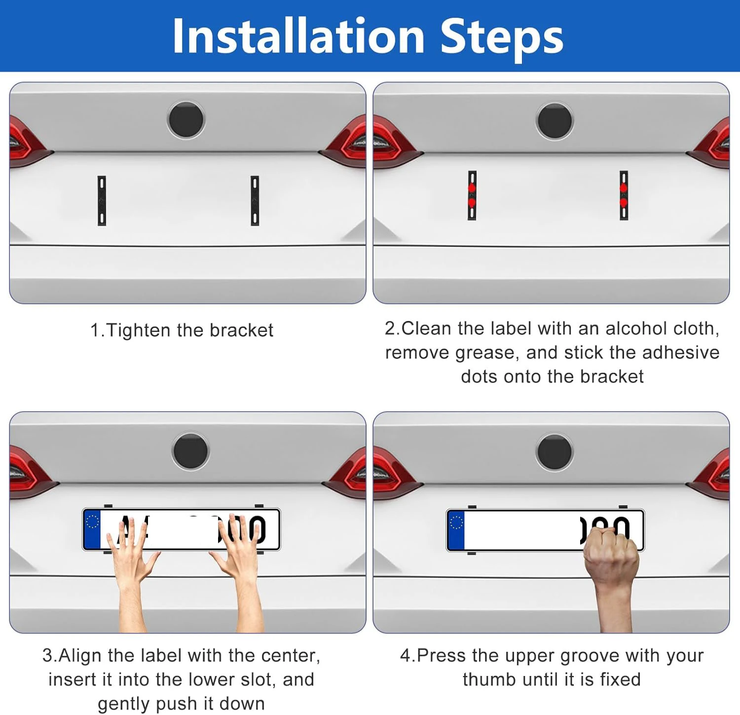 4 قطعة إطار لوحة ترخيص بدون إطار مقاوم للطقس إطار علامة السيارة لعلامات السيارة الأمامية والخلفية حامل لوحة ترخيص بدون إطار