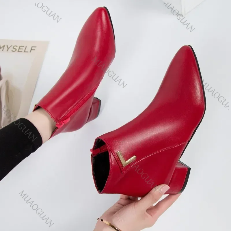 Damen-Stiefeletten aus PU-Leder mit spitzer Zehenpartie und hohem Absatz, seitlicher Reißverschluss, lässige Büroschuhe_voghion.com