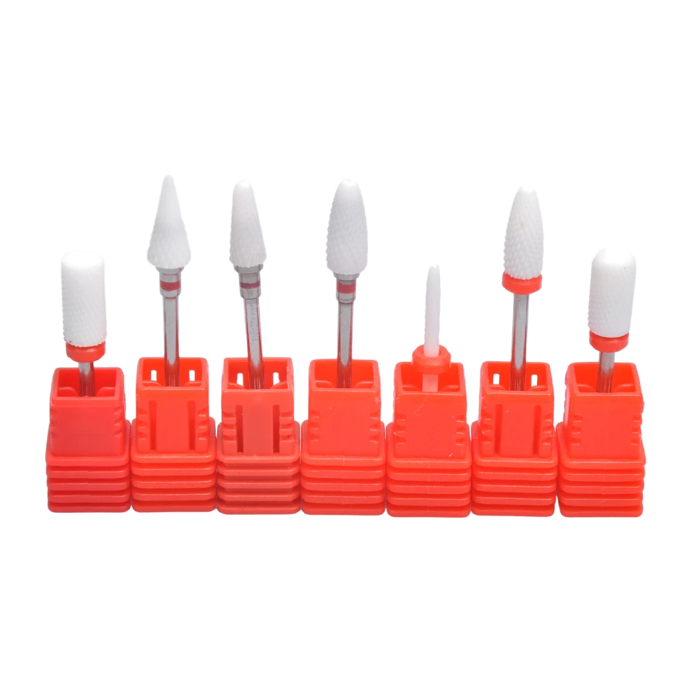 مجموعة لقم مثقاب أظافر سيراميك مكونة من 7 قطع، لقم مثقاب كهربائية احترافية مقاس 3/32 بوصة لتقنية الأظافر من جل الأكريليك