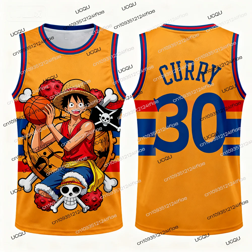 2025 Nuevo One Piece Luffy Curry Edición especial Camiseta de baloncesto Chaleco deportivo para hombres Conjunto de camiseta especial de baloncesto para niños