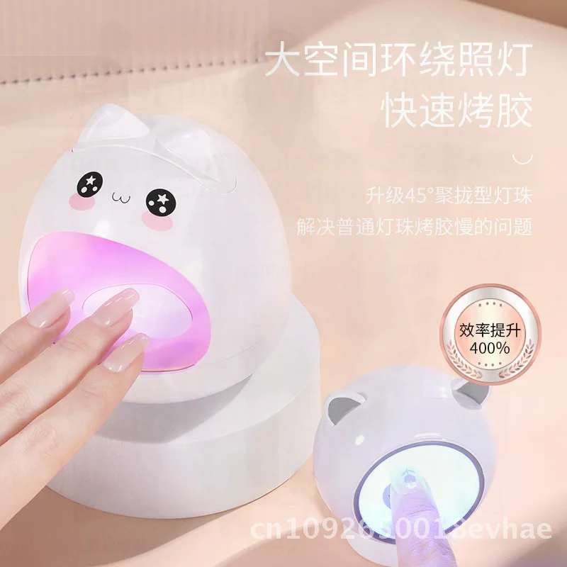 

Mini Nail Art Phototherapy Lamp Q Adorable Kitten Design Baking Light for Gel Polishes Quick-Drying LED Machine for Home Use