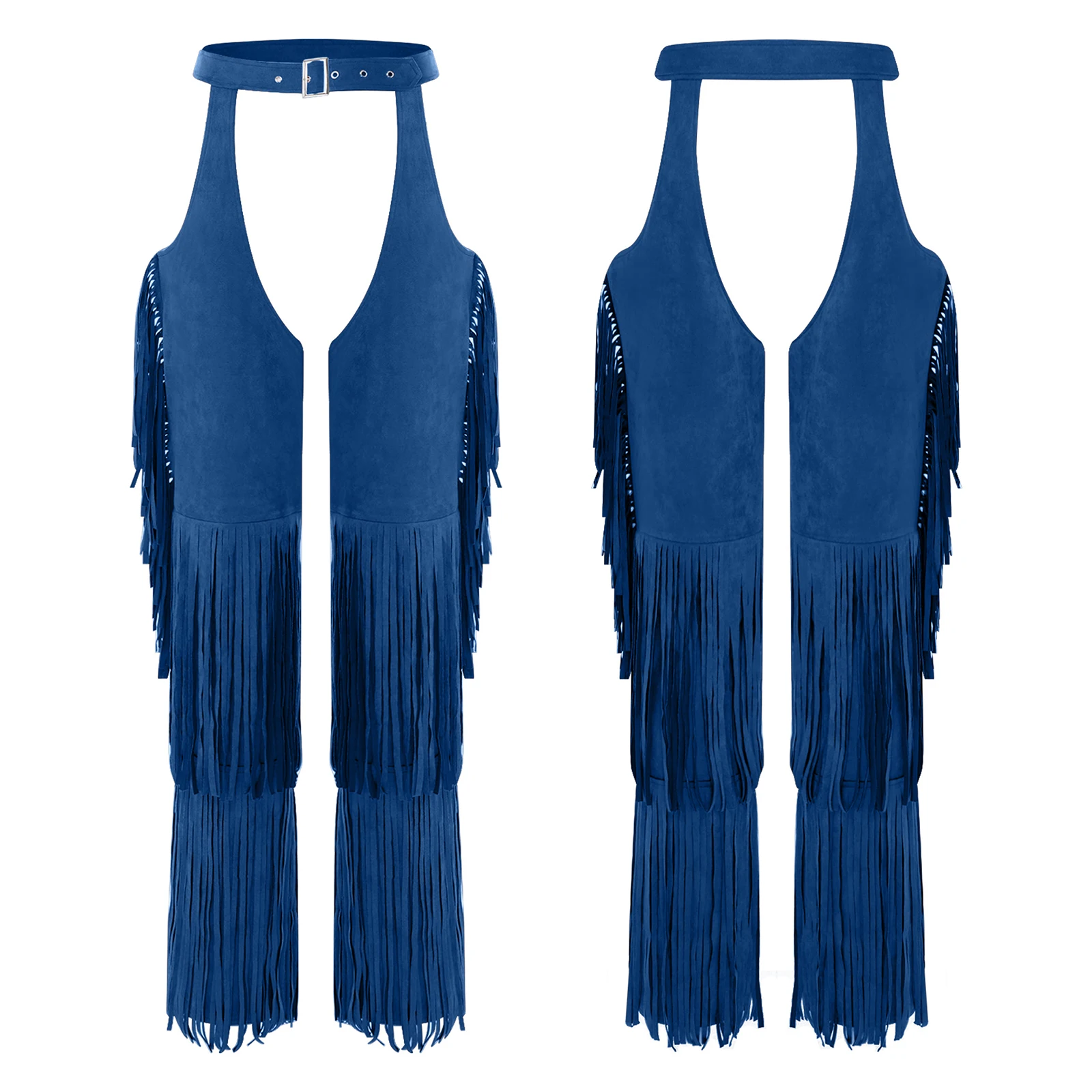 Womens Equestrian Show Fringed Pants Adjustable Waist Tiered Tassel Cowgirl Pants for Halloween Costume Themed Party Night Club