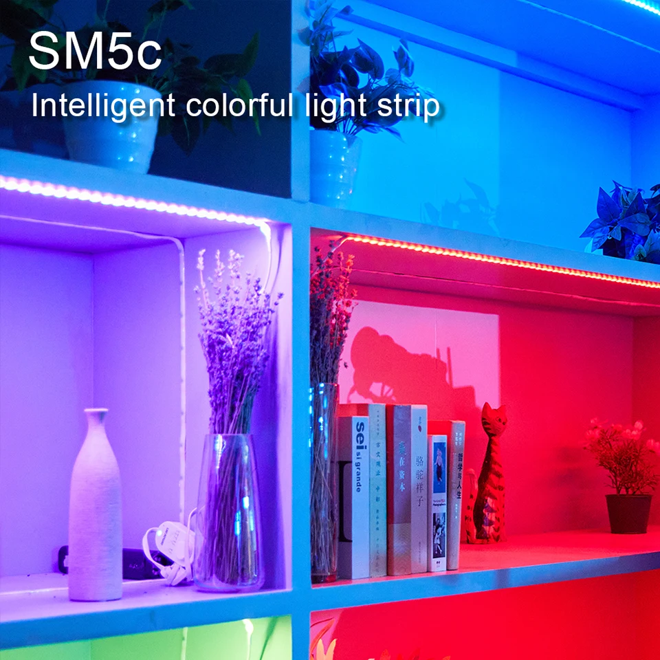 Amaran SM5c Smart RGBWW Full-color Pixel LED Light Strip 20W 3200-6500K with Built-In Microphone for Home Studio by Aputure