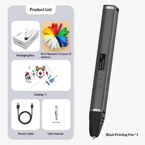 Imagen 2 del producto Pluma de impresión 3d profesional con pantalla Oled, control de temperatura y extrusión rápida para niños y adultos, dibujo y garabatos