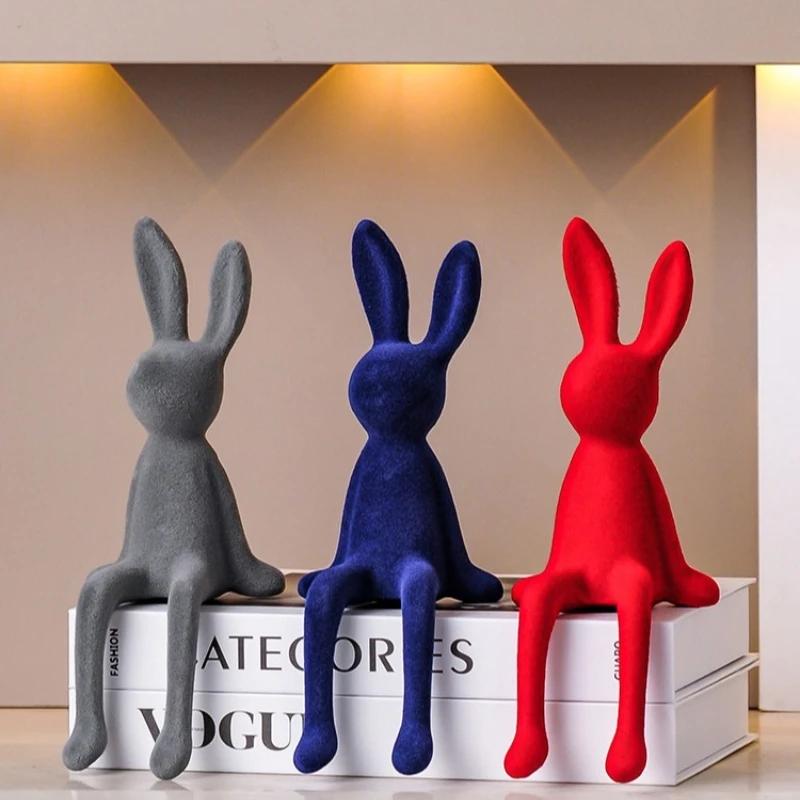 Luxury Seated Rabbit Figurine Healing Decor for Living Room Wine Cabinet TV Stand Sideboard Kids Room High End Ornament