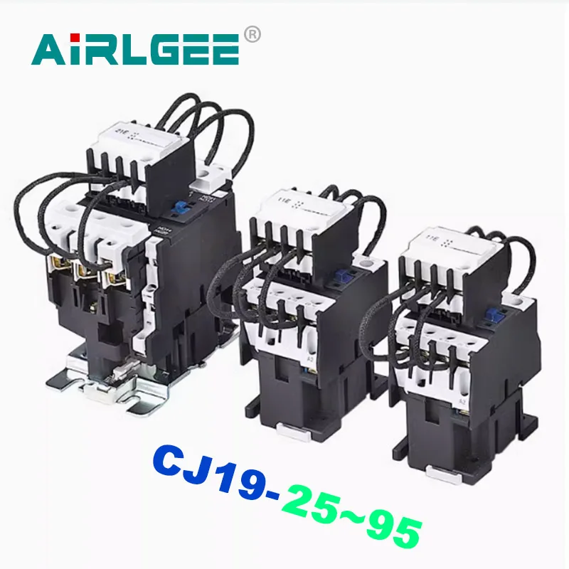 CJ19-25/32/43/63/95 Switching Over Capacitive AC contactor 220V 380V Coil 3 Pole 1NO 1NC 3211 2511 6321 9521