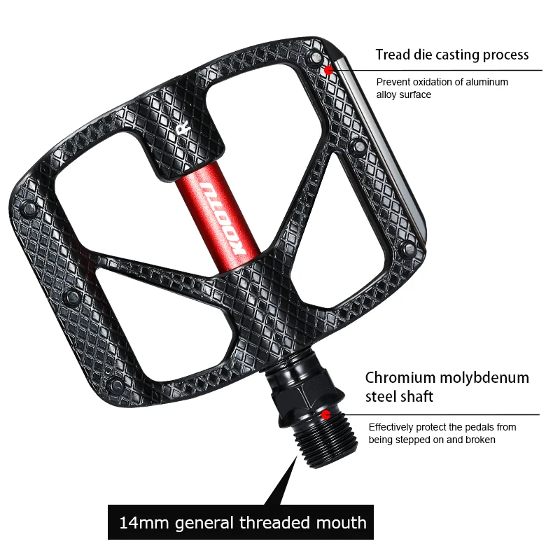 Universal Bicycle Pedals Aluminum Mountain Bike Pedals 9/16 with Safety Reflectors