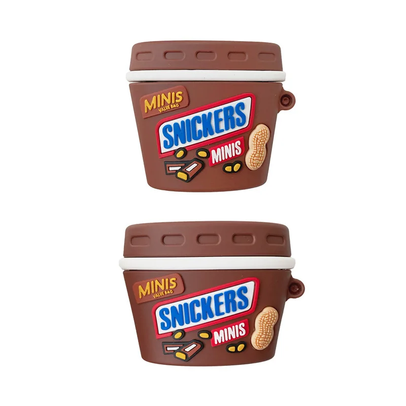 Gran oferta, funda para auriculares con diseño de Chocolate y maní de dibujos animados en 3D con Clip para Airpods Pro, funda de estilo bonito y creativo para Airpods 1/2