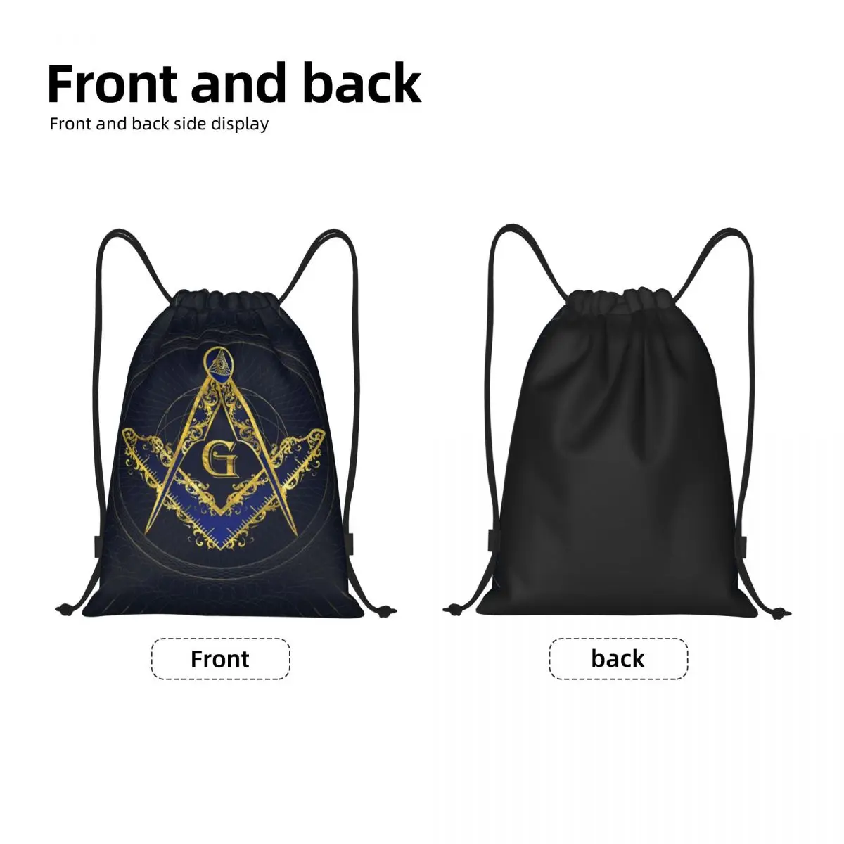 Freemason Evil Eye Symbol Drawstring Backpack Bags Men Women Lightweight Masonic Mason Gym Sports Sackpack Sacks for Shopping