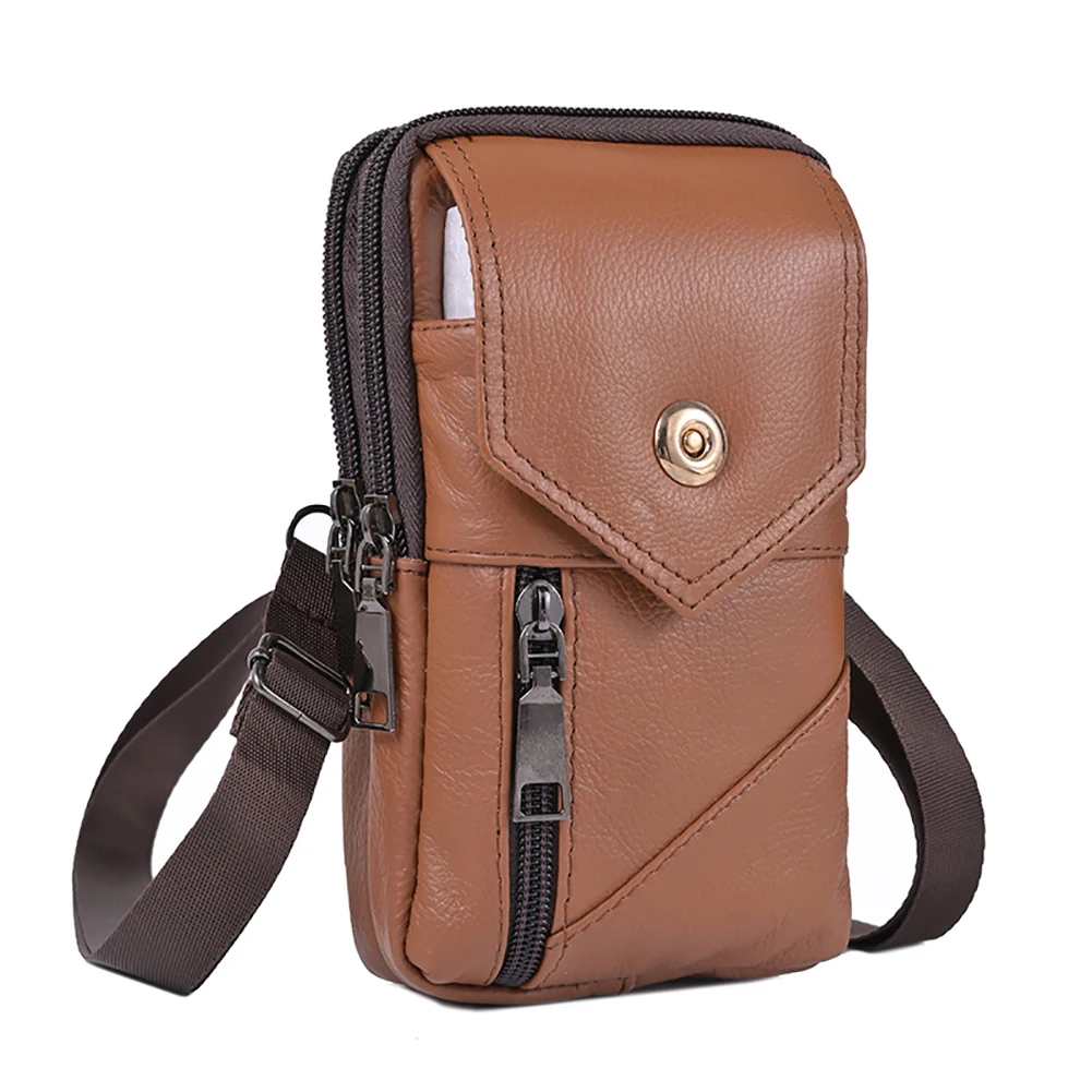 Men Stylish Crossbody Bag Waterproof Leather Fashion Sling Bag Lightweight Coin Phone Purse Male Travel Outdoor Bag