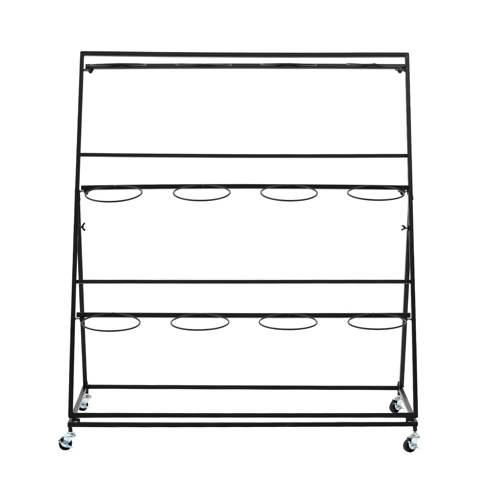 Flower Display Shelf Iron Art 12 Buckets 3 Layers Flower Vase Rack Black