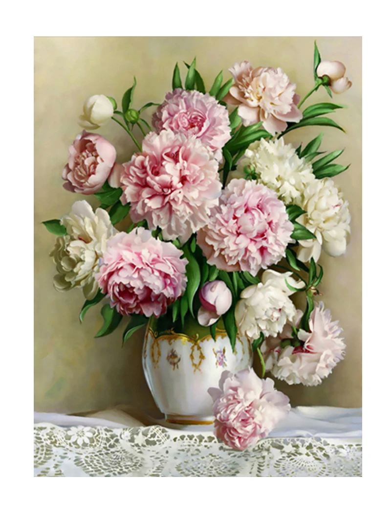 Vaso di peonia punto croce Kit di ricamo fai da te fiore casa pittura decorativa alla moda 11CT 9CT ricamo stampato artigianato