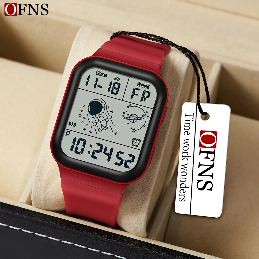 

OFNS Top New 6052 Fashion Trend Single Display Electronic Waterproof Watch Square Astro Men's and Women's Youth Watch 2024