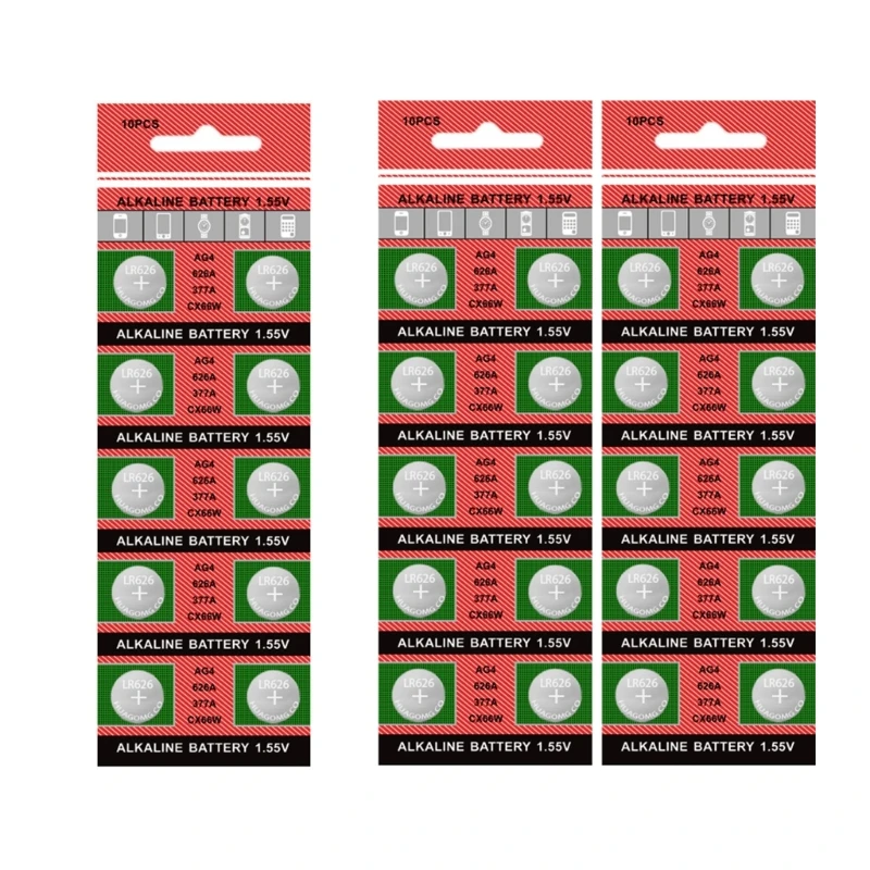 Multipacks of 20/10 AG4 377 LR626 Watch Battery Alkaline Button Cell Batteries Button Batteries for Toy & Timepieces