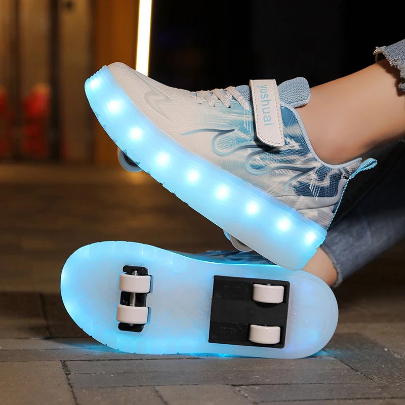 Youth Roller Shoes LED Lights High Quality Outdoor Casual Pulleys Gift Children Urban Flashing Parkour With 4 Wheels Skate Shoes view 5