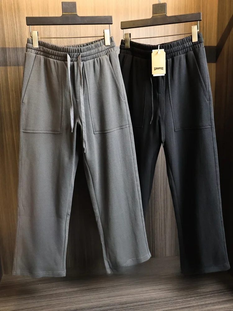 

High-End Cotton Feel Straight Leg Casual Pants for Men Spring Pure Color Skin-friendly Comfortable Fashionable Urban Style