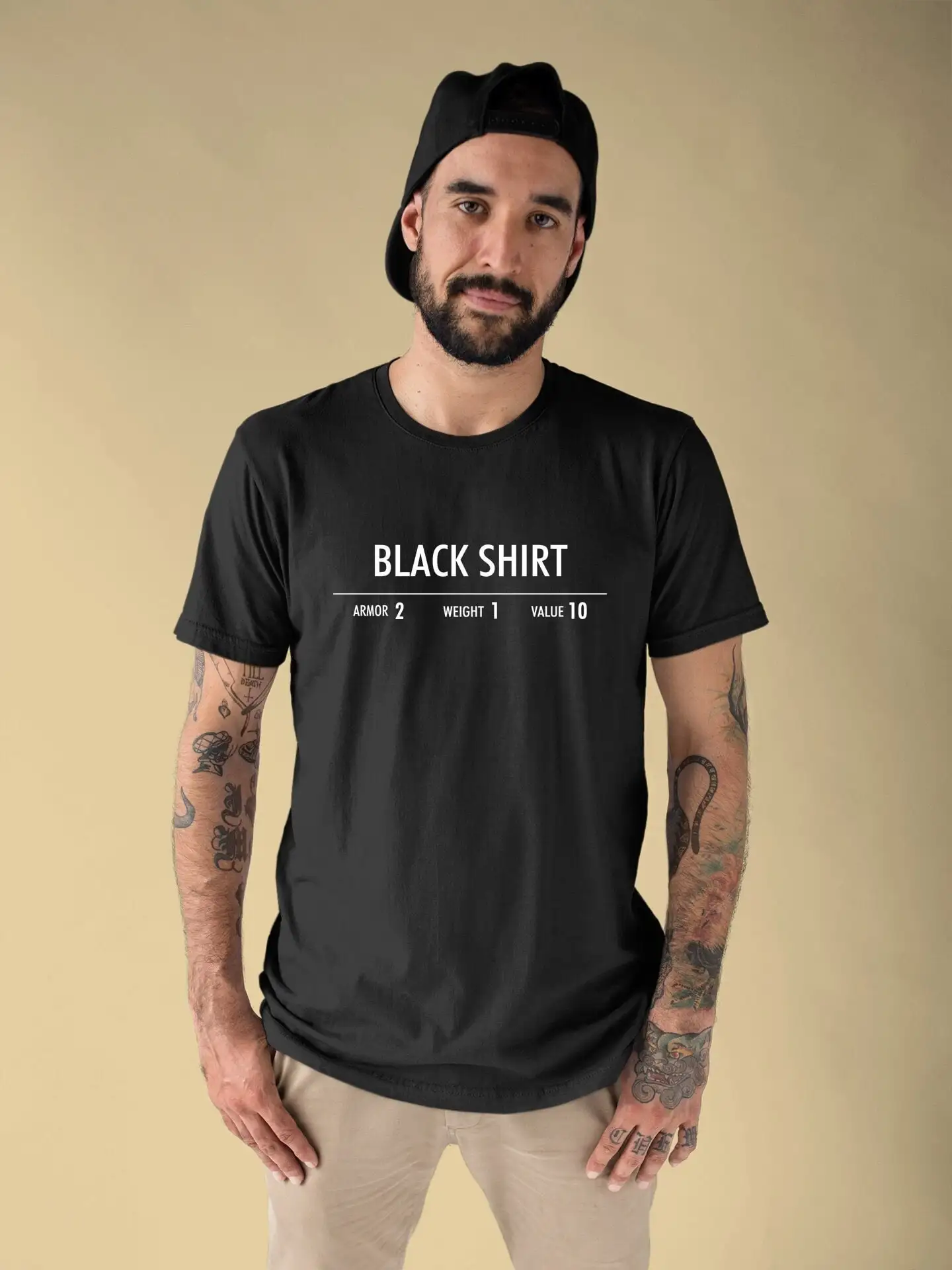 Black T Shirt Skyrim Inspired for Gamers