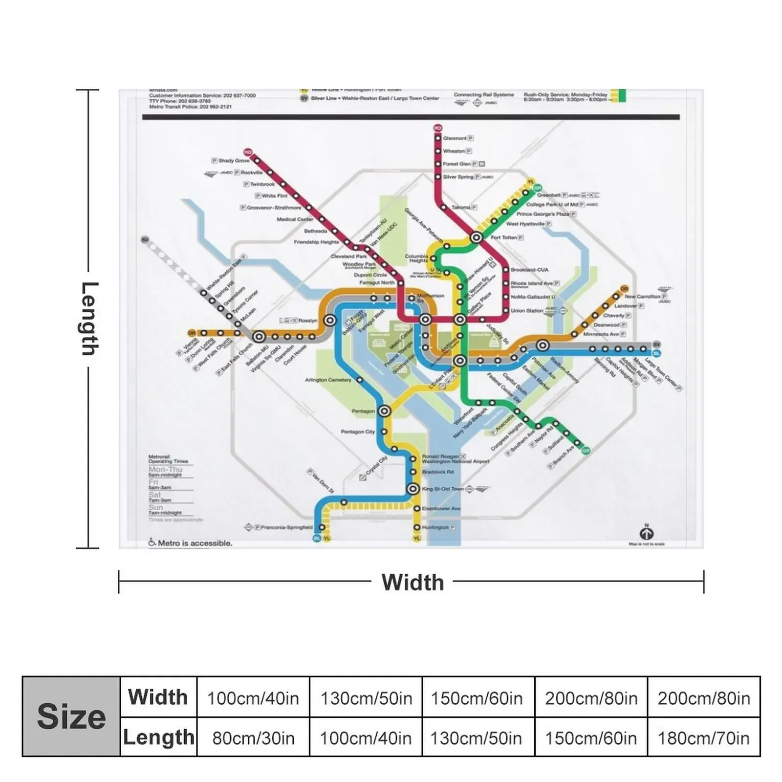 WMATA Metro Map Throw Blanket Designers Heavy Summer Beddings Blankets