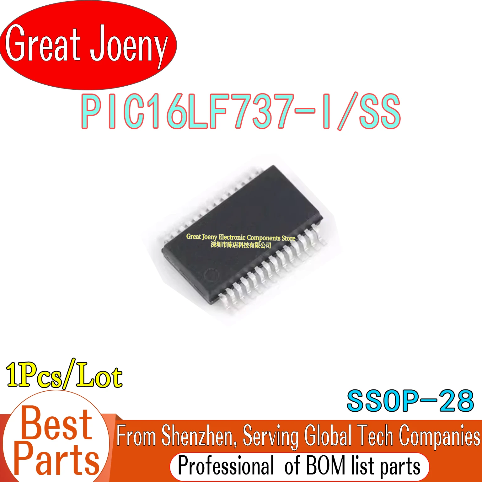 100% New Original PIC16LF737 PIC16LF737-I/SS IC MCU Chipset SSOP-28