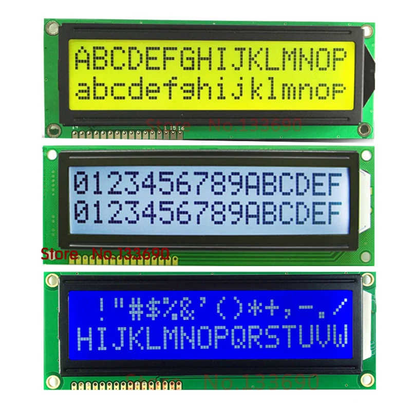 5V Larger LCD 1602 16x2 Largest Character Big Size FSTN Gray/Blue/Yellow Display 122*44mm HD44780 WH1602L1 AC162E LMB162GBY