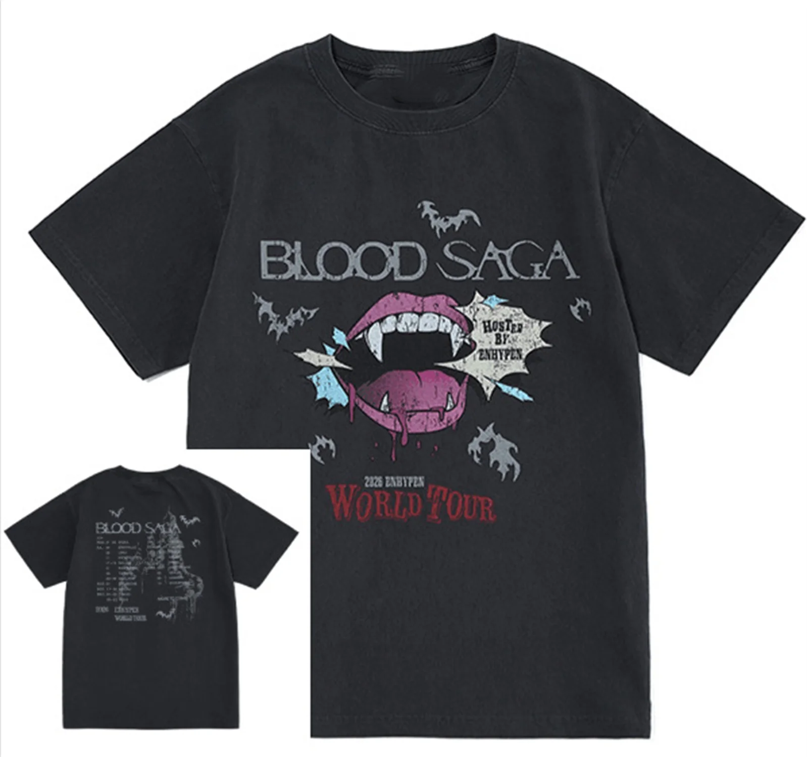 Summer Unisex T-shirts 2026 Blood Saga World Tour Shirt Vampire Aesthetic Tee Y2k Top High Quality Cotton Short Sleeve Kids