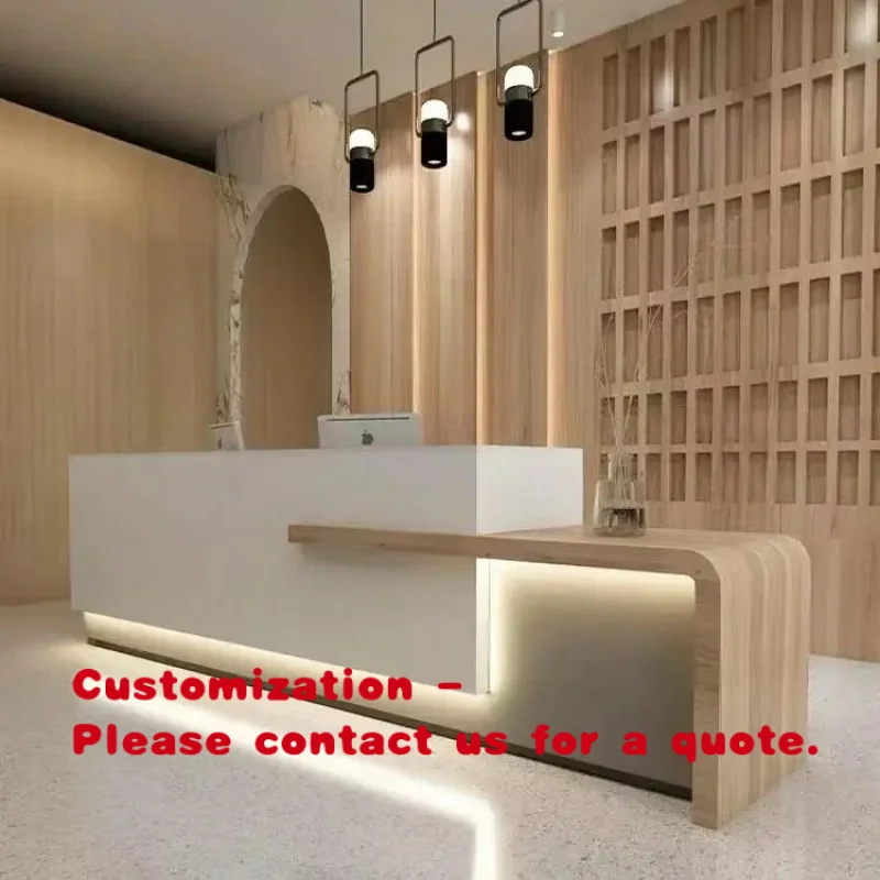 

Современная мраморная стойка ресепшн для офиса от компании Custom.Company, простая окрашенная стойка для приема гостей в отелях.