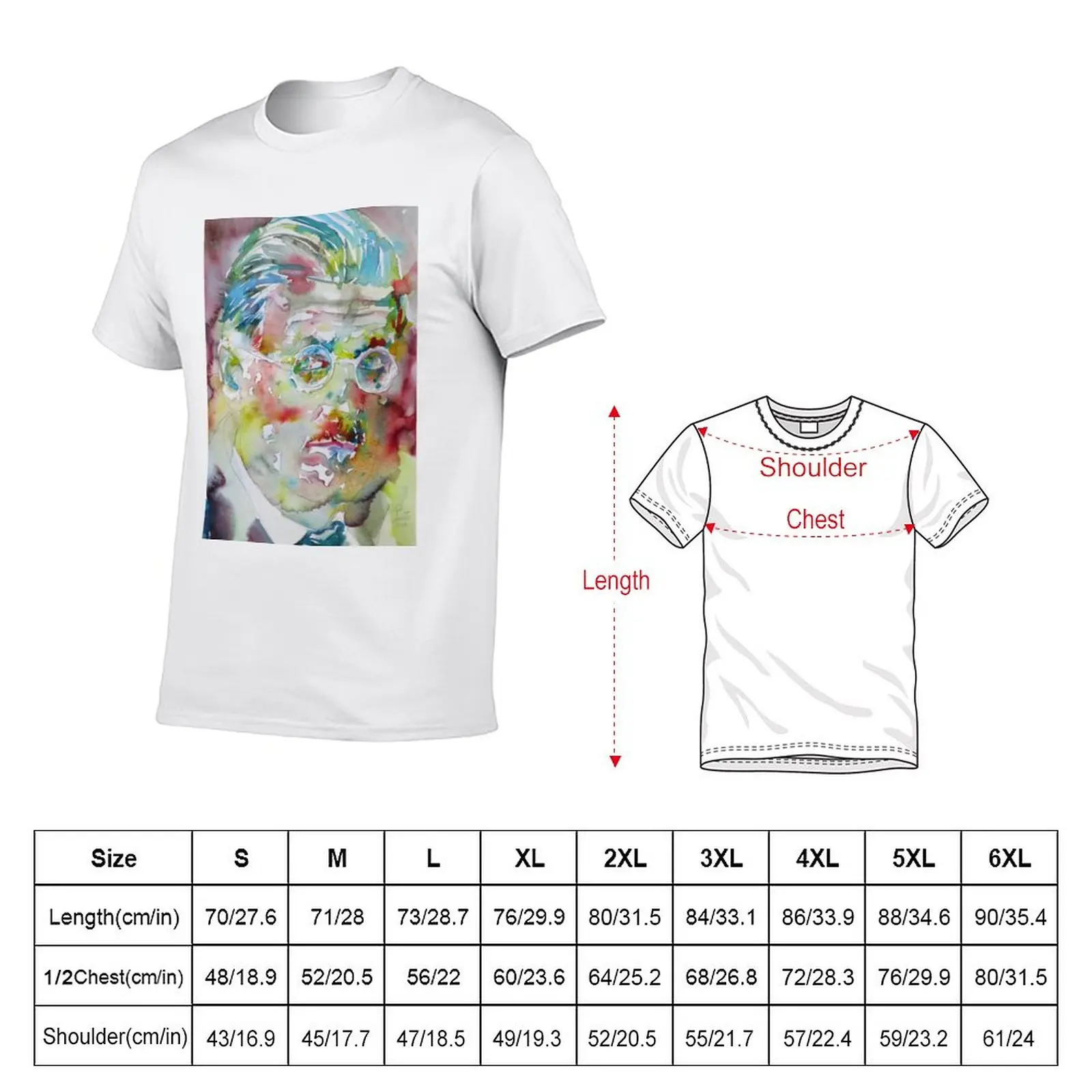 New JAMES JOYCE - watercolor portrait.7 T-Shirt anime clothes black t shirts fruit of the loom mens t shirts