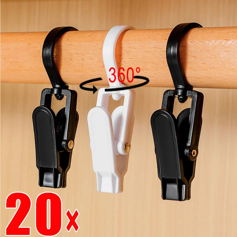 Mini Plastic Clothes Clip Rotatable Plastic Towel Cap Peg Windproof Clothespin Clip Home Bathroom Wardrobe Laundry Storage Clamp