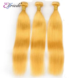 Elfriede Straight Yellow Colored Human Hair Bundles 100% Human Hair Extensions 3/4 Bundles Deals Remy Human Hair Sew In Wefts