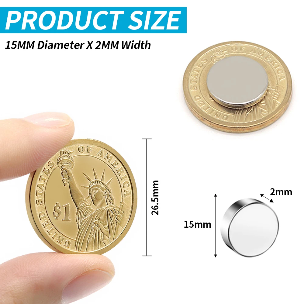 15x2mm Super Strong Round Magnets For Fridge, DIY Projects, Science & Office Use Tool Part Refrigerator Magnet 15*2