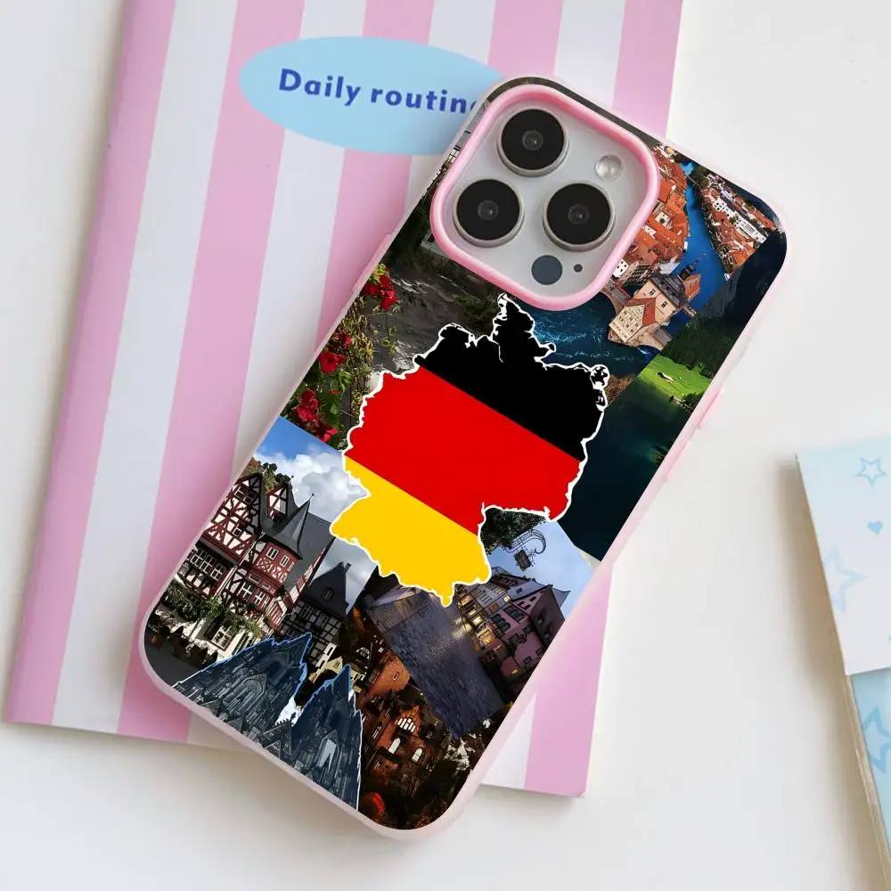 

Germany Flag Phone Case for iPhone 17 16 15 14 13 12 11 Air Pro Max Plus Jelly Double layer Pink Cover