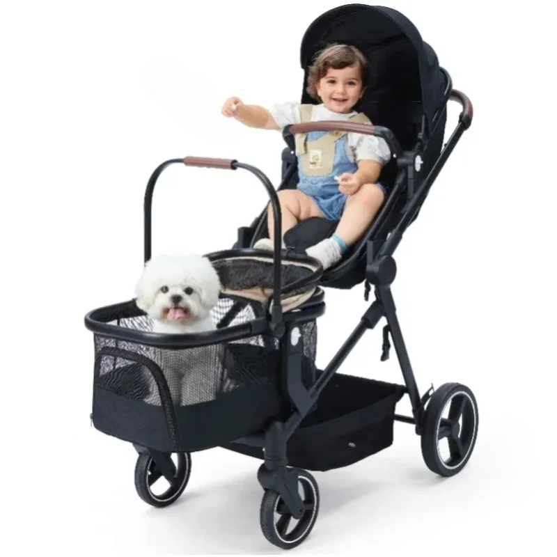 EU-Lagerbestand an Haustier-Kinderwagen: Doppelsitz-Kinderwagen für Baby und Haustier, Dual-Modus-Sitz, Kinderwagen mit Haustierträger