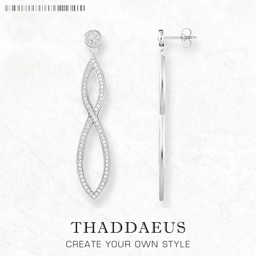 

Drop Earring Eternity White Stone Classic Gift For Women High Quality 925 Sterling Silver Fine Jewelry