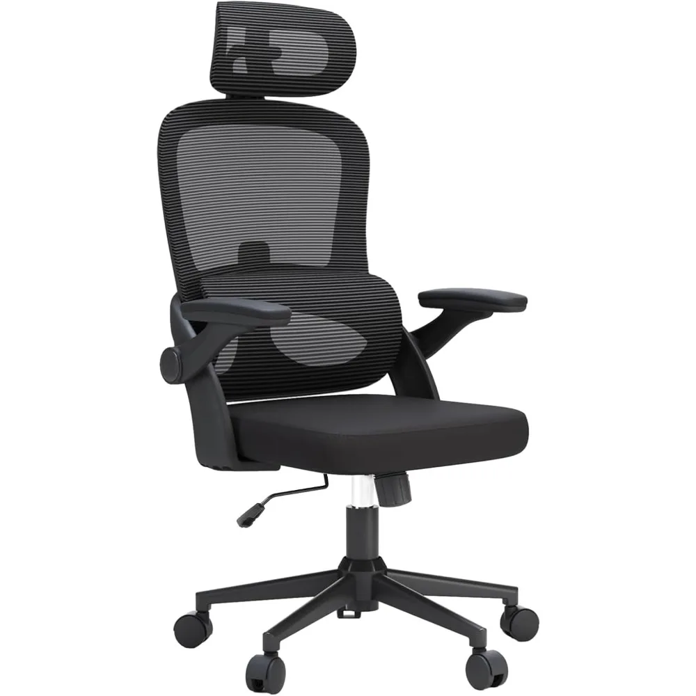 

Эргономичное офисное кресло, регулируемая поясничная поддержка, 110-130 ° Наклон, 3D-подлокотники, вращающийся компьютерный стол с подголовником