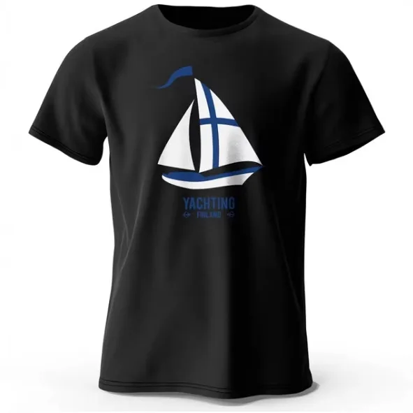 

New Heavyweight Model Coming Men's Sailboat Graphic Printed T-shirt 100% Cotton Summer Style Loose Men's Short Sleeved Clothing