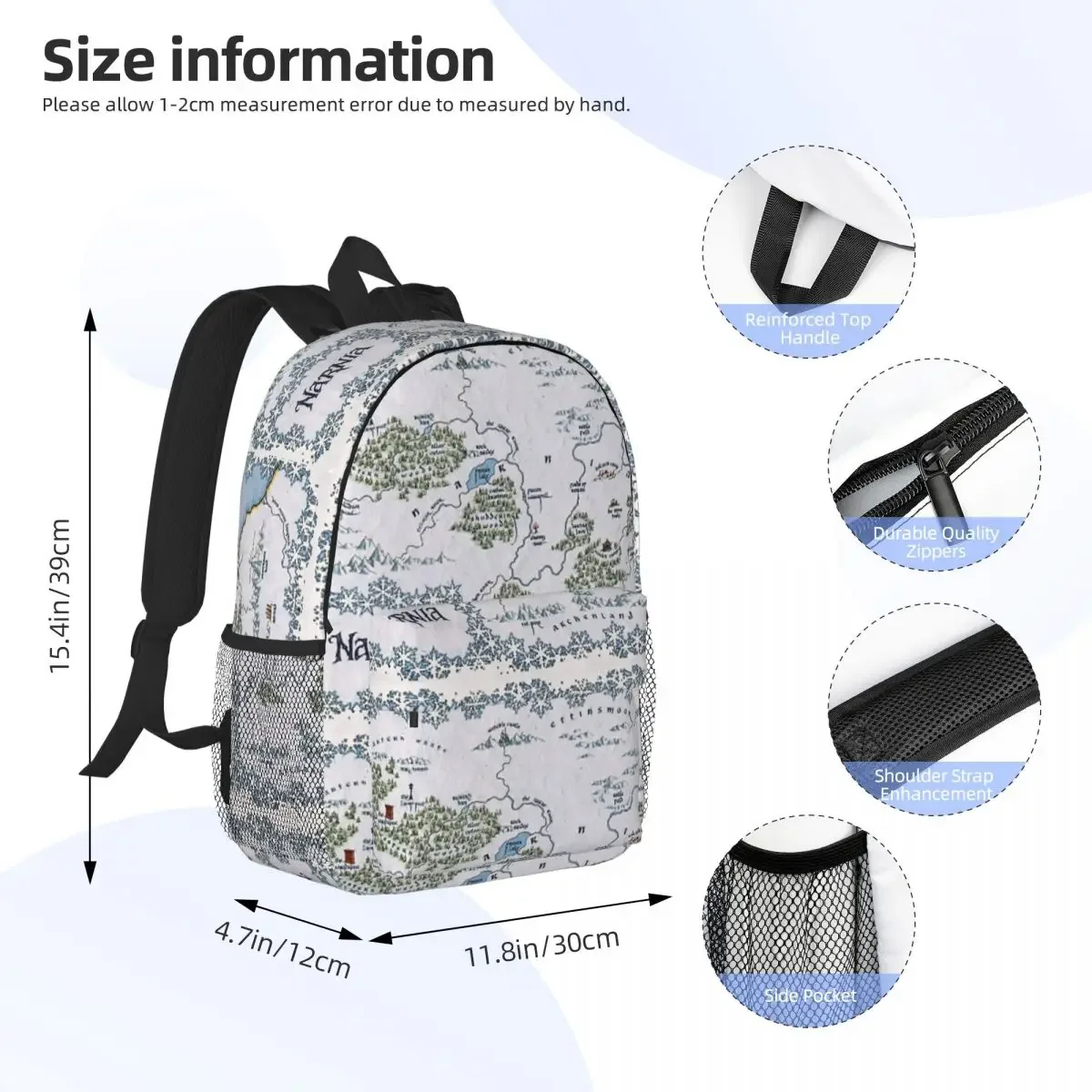 Narnia Map - Chronicles Of Narnia Backpacks Bookbag Cartoon Students School Bags Laptop Rucksack Shoulder Bag Large Capacity